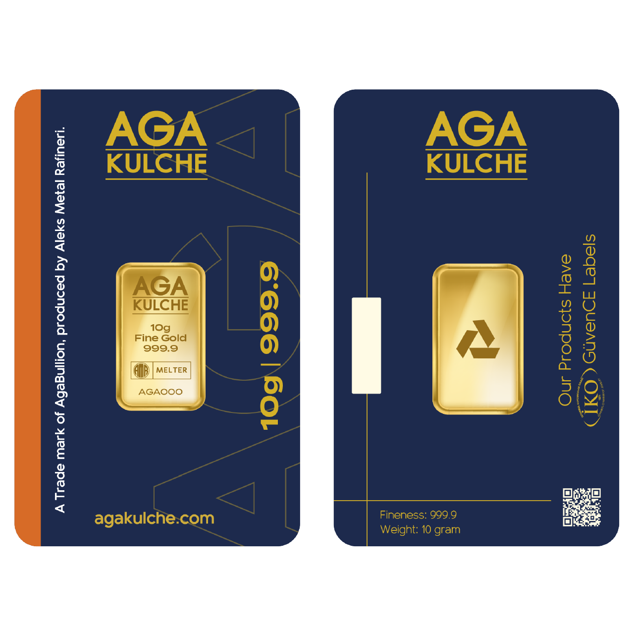 AgaKulche 10 Gram Gold 9999 Minted Bar