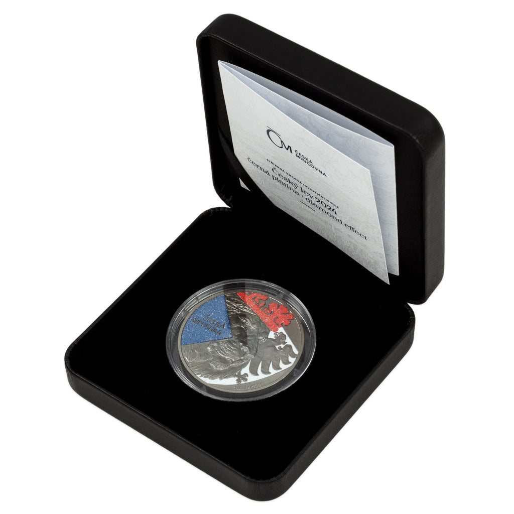 Czech Mint 1 Ounce Silver 999 Czech Lion 2024 Black Platinum/Diamond Effect Proof Coin