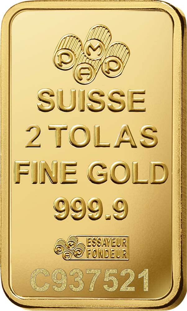 PAMP 2 Tola Gold 9999 Fortuna Minted Bar