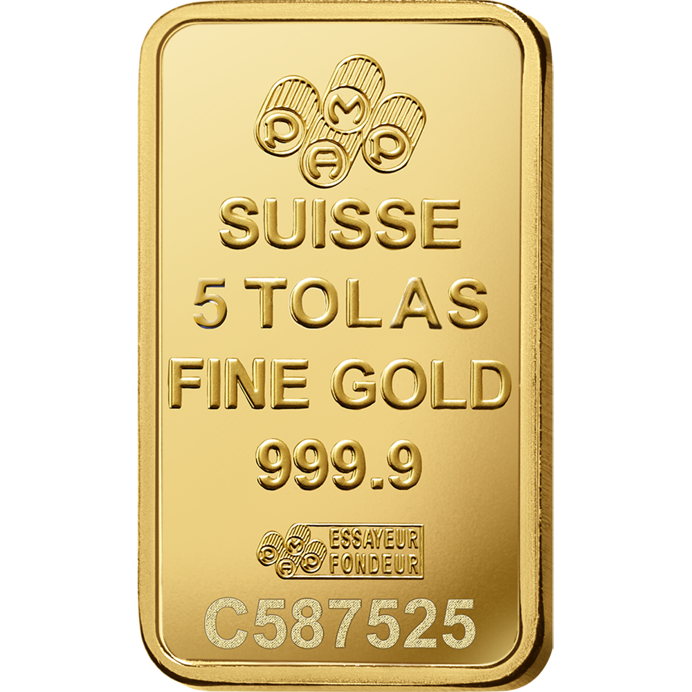 PAMP 5 Tola Gold 9999 Fortuna Minted Bar