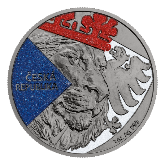 Czech Mint 1 Ounce Silver 999 Czech Lion 2024 Black Platinum/Diamond Effect Proof Coin