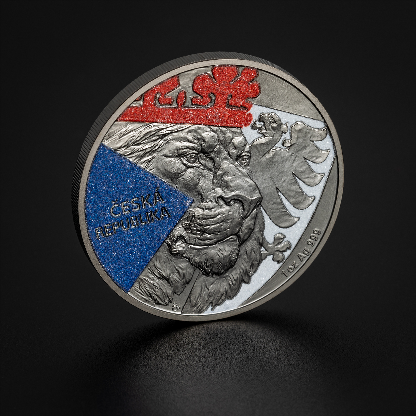 Czech Mint 1 Ounce Silver 999 Czech Lion 2024 Black Platinum/Diamond Effect Proof Coin
