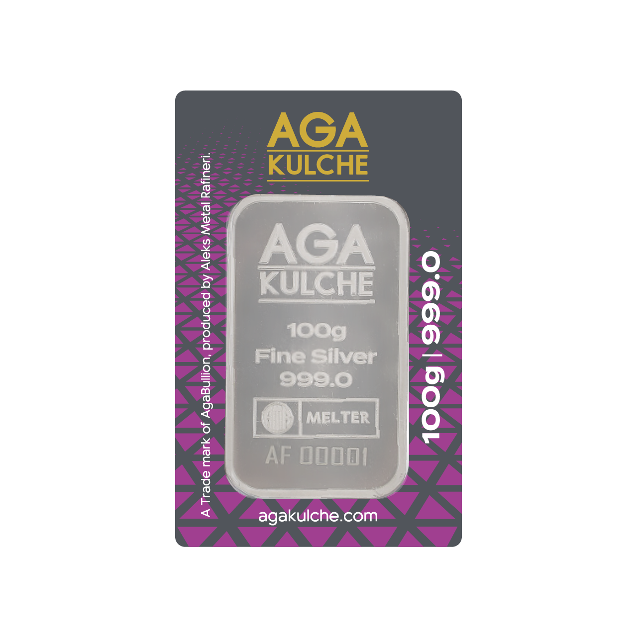 AgaKulche 100 Gram Silver 999 Minted Bar