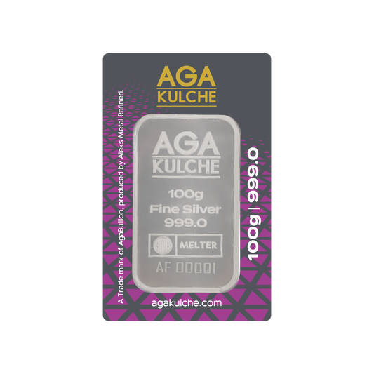 AgaKulche 100 Gram Silver 999 Minted Bar
