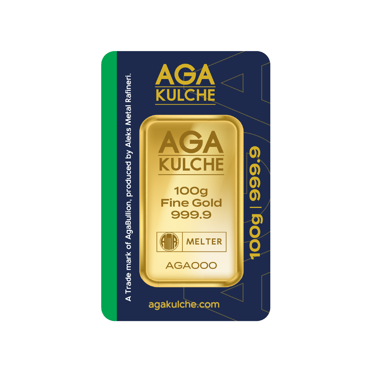 AgaKulche 100 Gram Gold 9999 Minted Bar