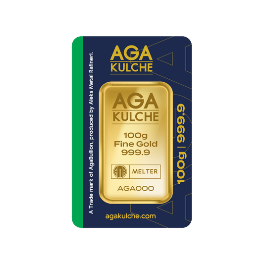 AgaKulche 100 Gram Gold 9999 Minted Bar