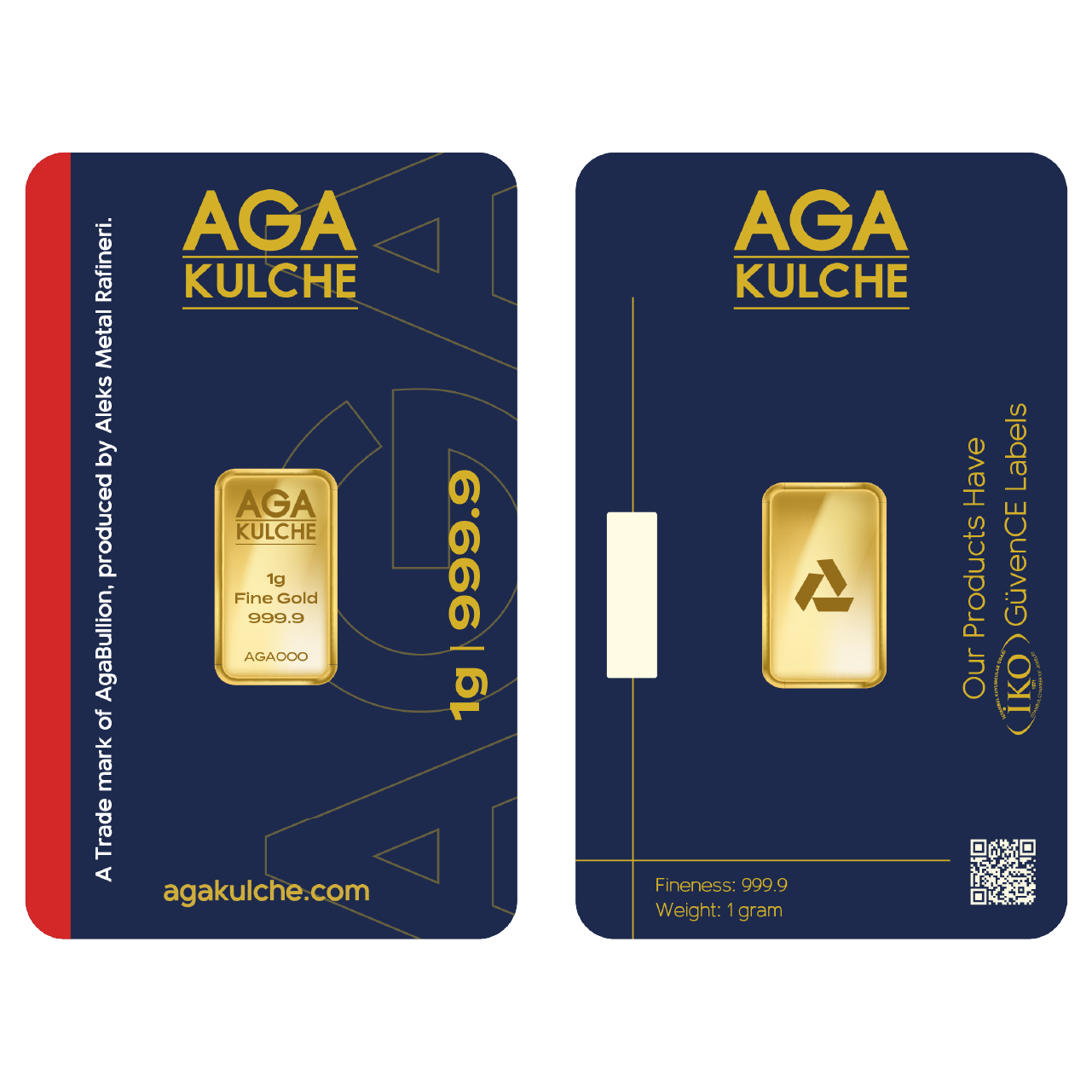 AgaKulche 1 Gram Gold 9999 Minted Bar
