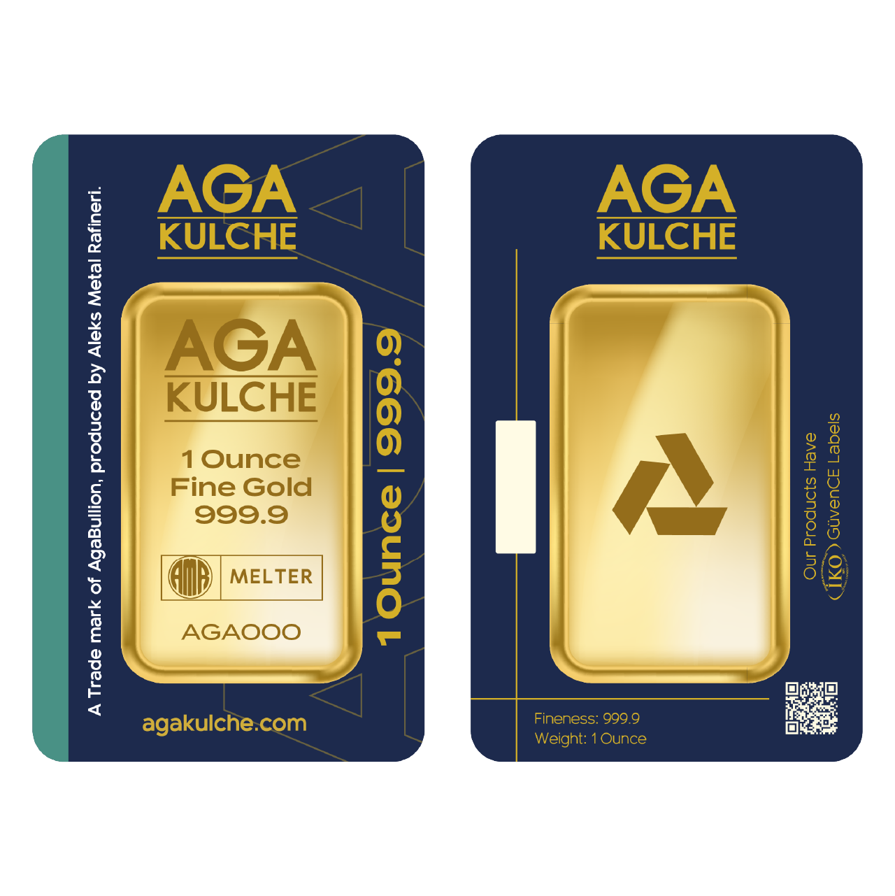 AgaKulche 1 Ounce Gold 9999 Minted Bar