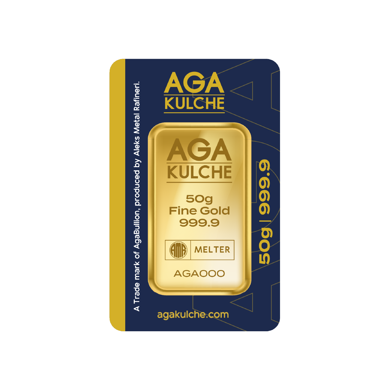 AgaKulche 50 Gram Gold 9999 Minted Bar