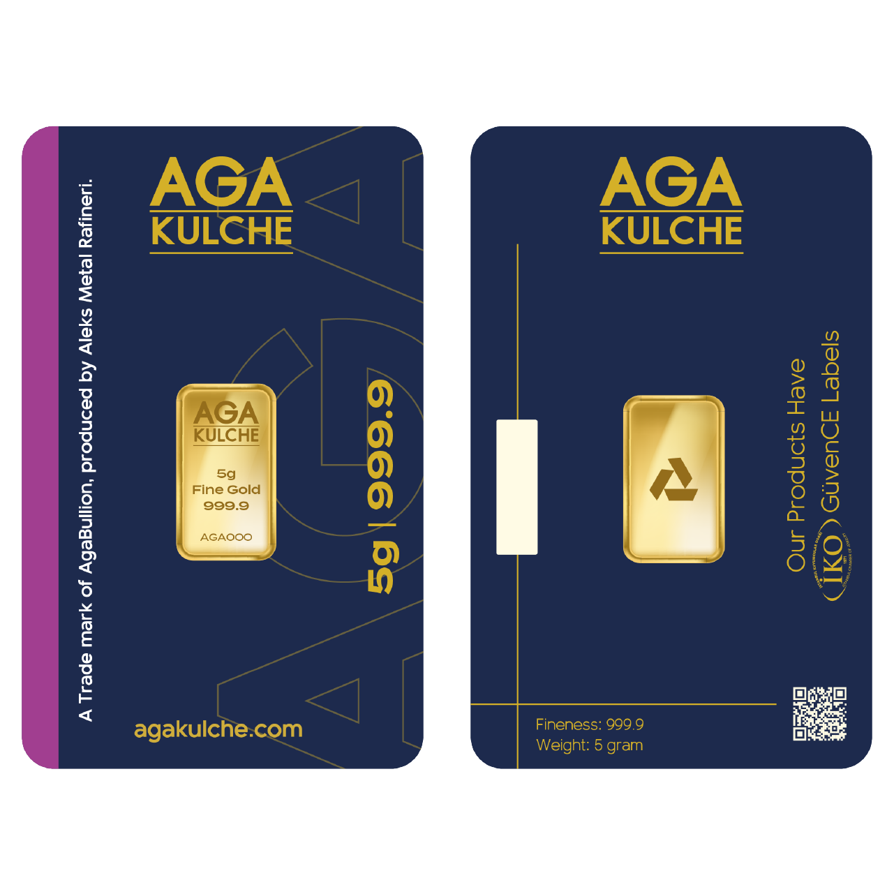 AgaKulche 5 Gram Gold 9999 Minted Bar