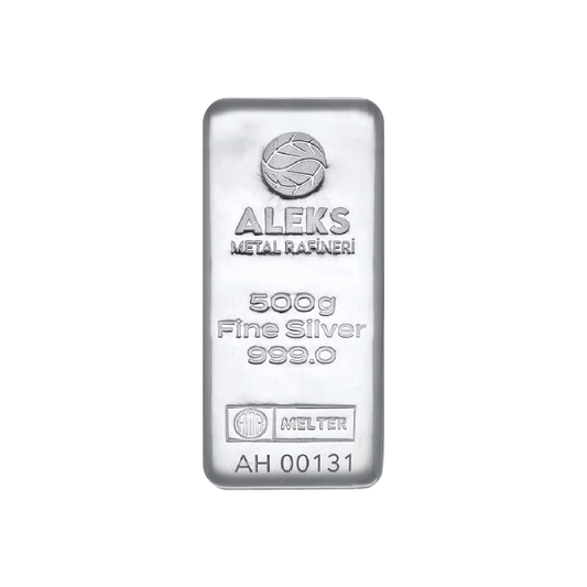 Aleks Metal Refinery 500 Gram Silver 999 Cast Bar