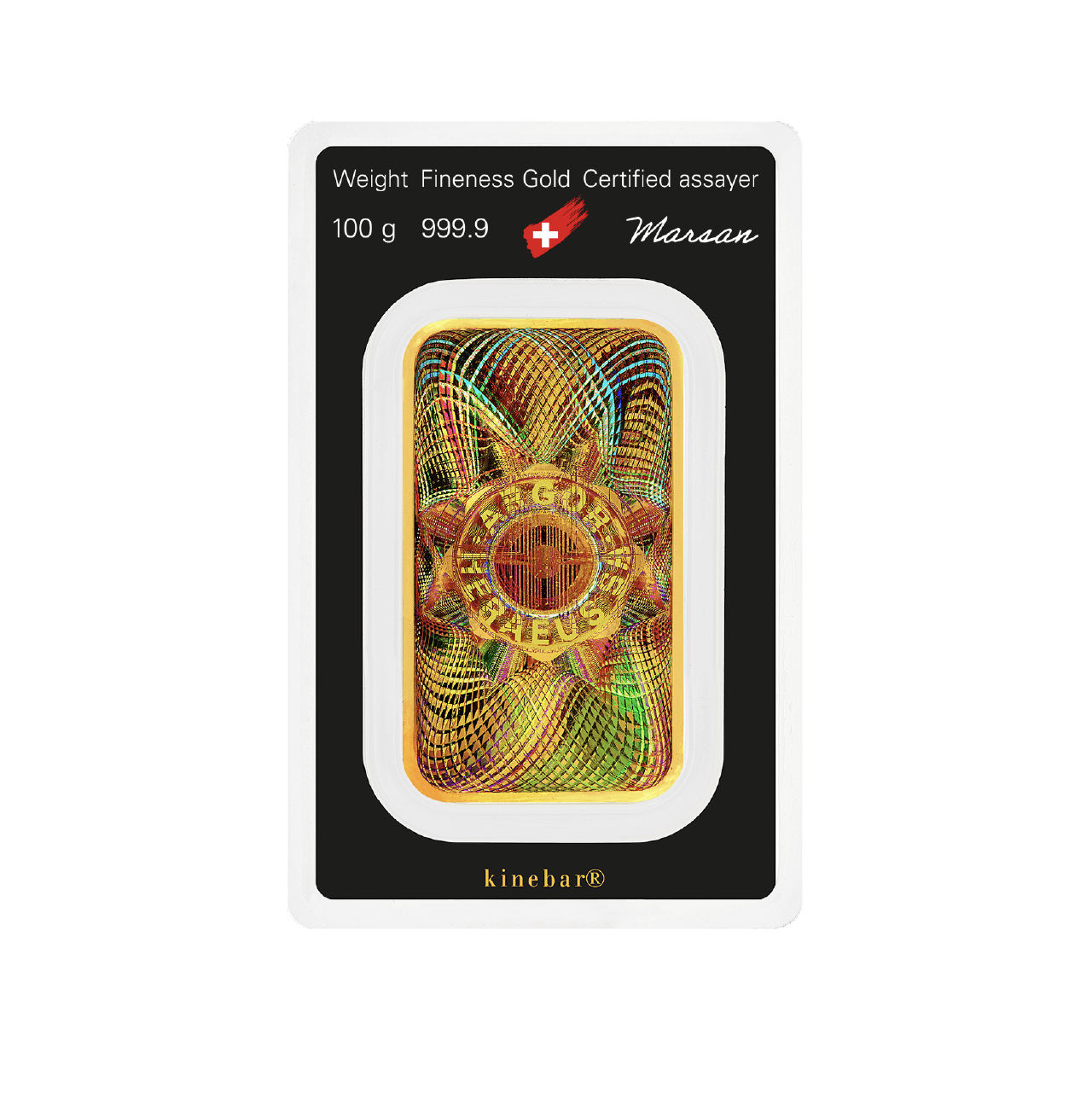 Argor-Heraeus 100 Gram Gold 9999 Minted Kine Bar