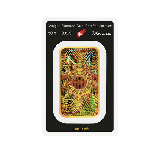 Argor-Heraeus 50 Gram Gold 9999 Minted Kine Bar