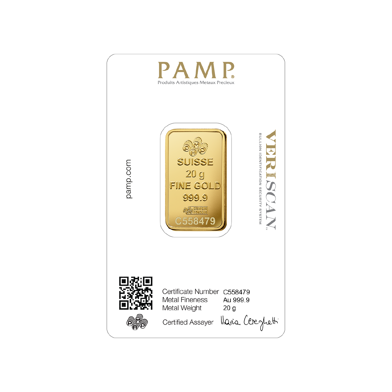PAMP 20 Gram Gold 9999 Fortuna Minted Bar