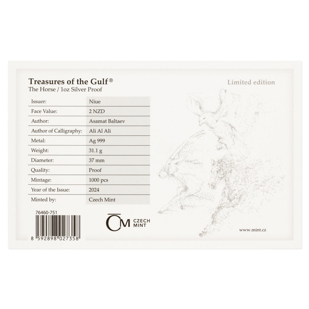 Czech Mint 1 Ounce Silver 999 Treasures of the Gulf - The Horse 2024 Proof Coin