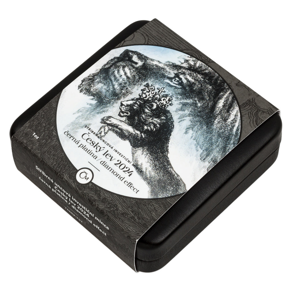 Czech Mint 1 Ounce Silver 999 Czech Lion 2024 Black Platinum/Diamond Effect Proof Coin