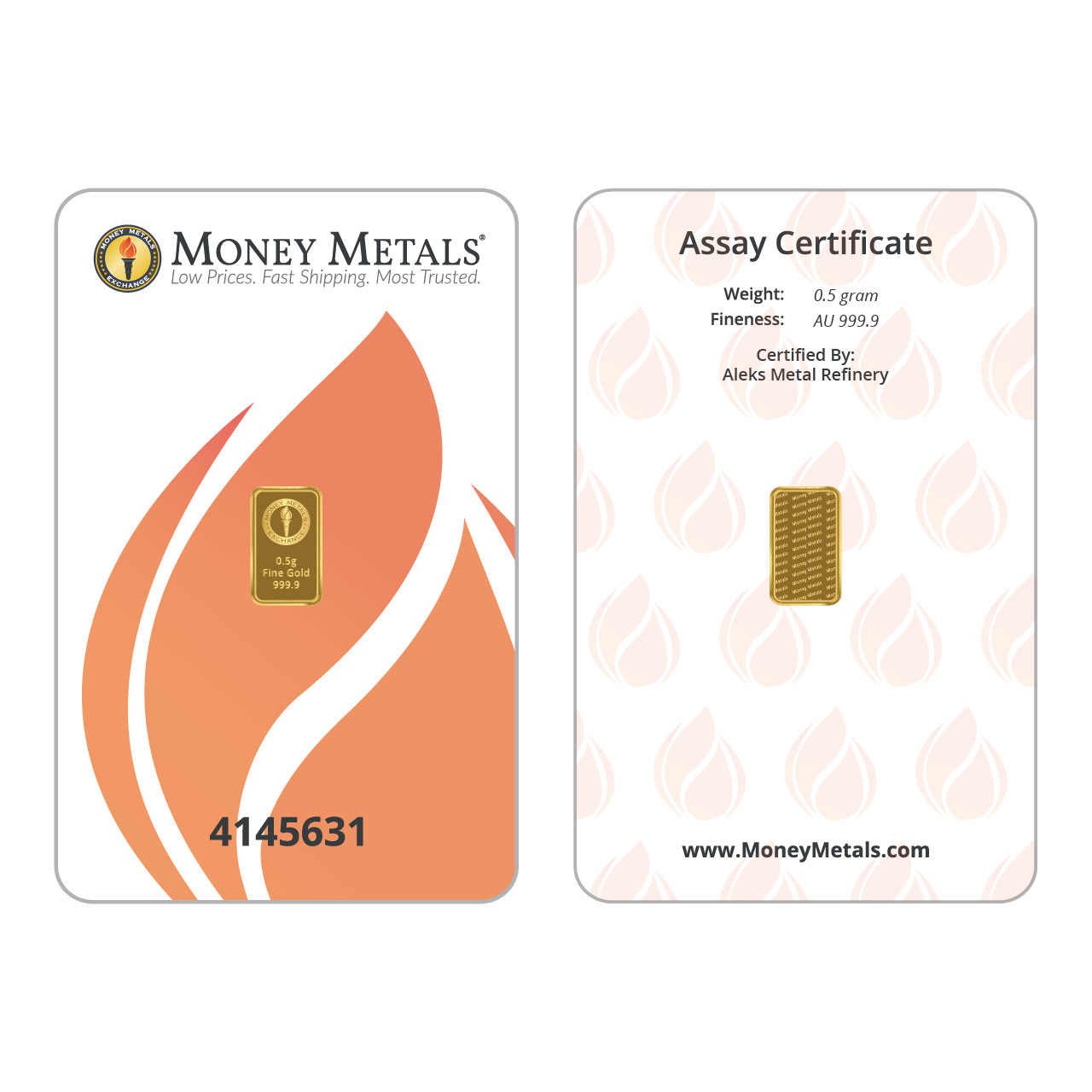 Money Metals 0.5 Gram Gold 9999 Minted Bar