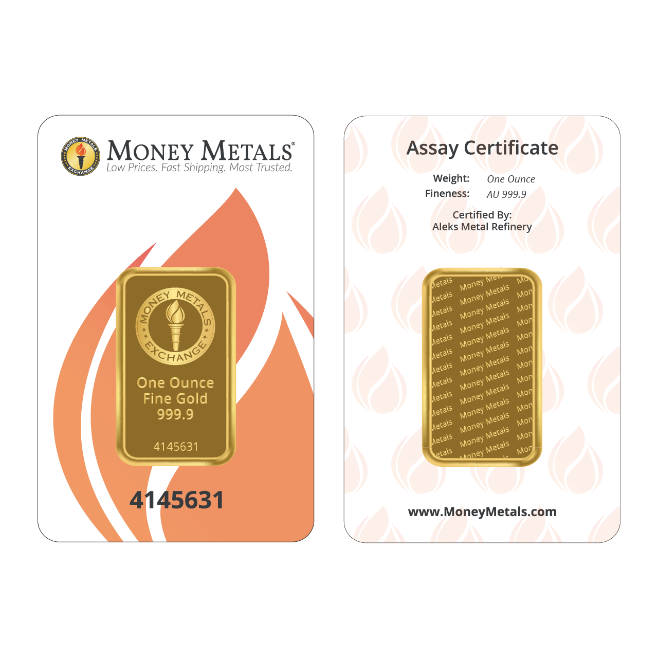 Money Metals 1 Ounce Gold 9999 Minted Bar