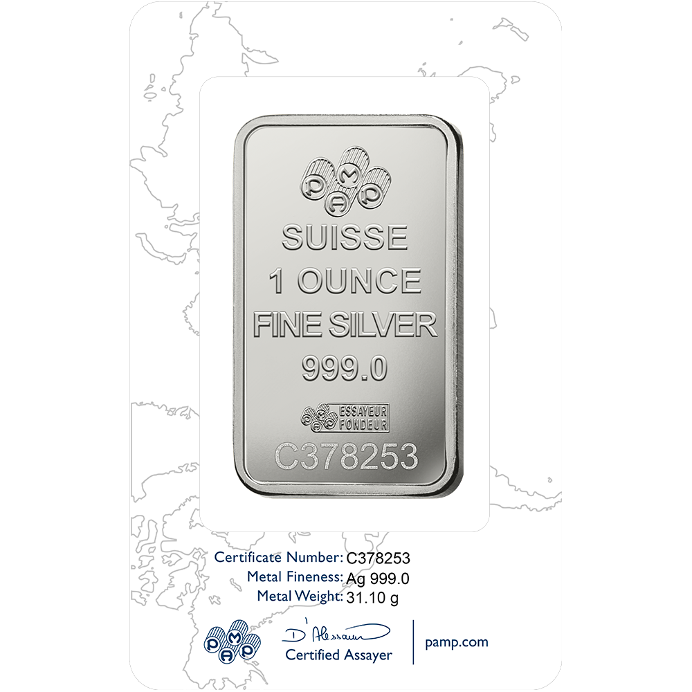 PAMP 1 Ounce Silver 999 Fortuna Minted Bar