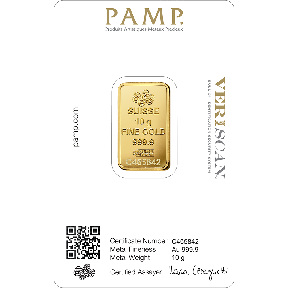 PAMP 10 Gram Gold 9999 Fortuna Minted Bar