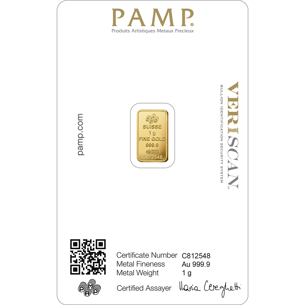 PAMP 1 Gram Gold 9999 Fortuna Minted Bar