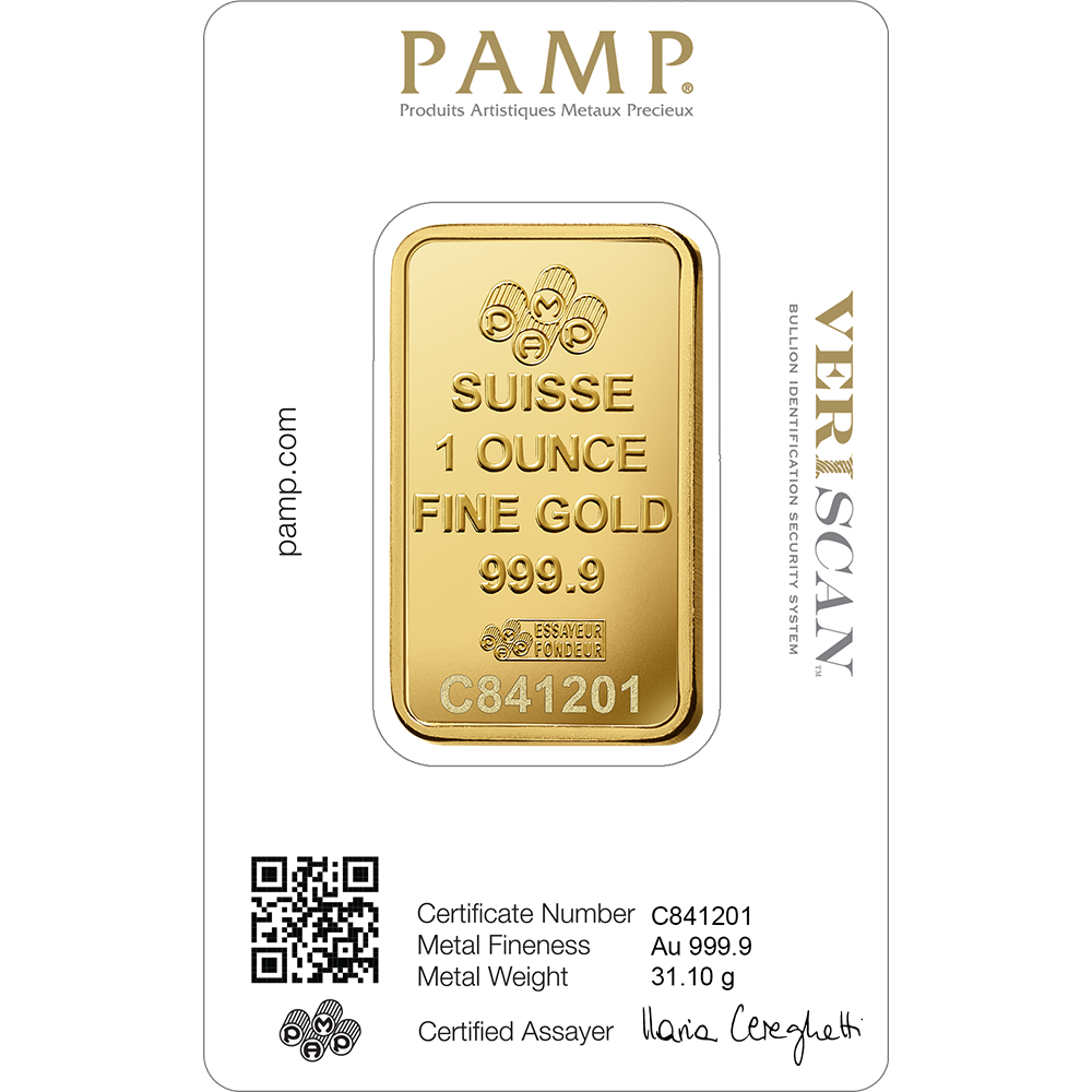 PAMP 1 Ounce Gold 9999 Fortuna Minted Bar