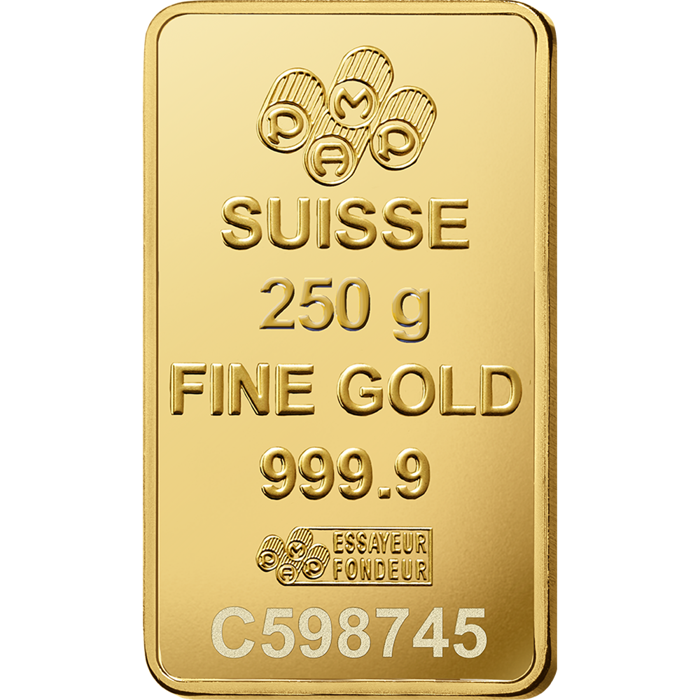 PAMP 250 Gram Gold 9999 Fortuna Minted Bar